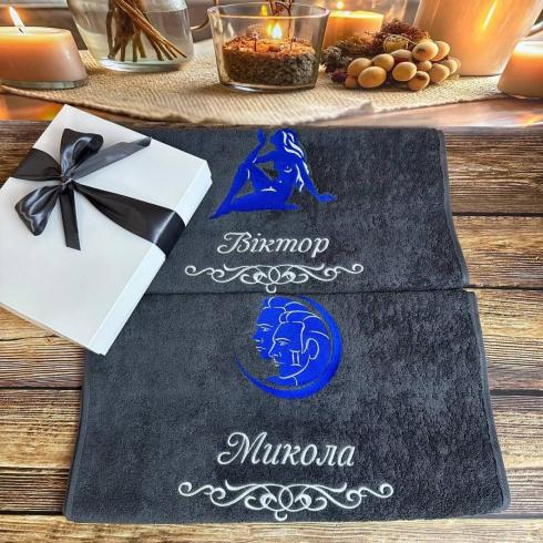 Рушник іменний "Віктор, Микола", розмір 70*140 см, щільність 400 г/м2
