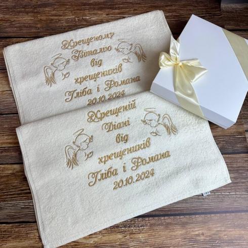 Рушники хрещеним "Від Гліба та Романа", розмір 50*90 см, щільність 450 г/м2