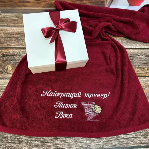 Рушник "Найкращий тренер", розмір 50*90 см, щільність 400 г/м2