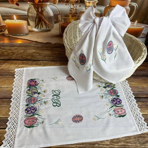 Рушничок великодній на кошик. "Першоцвіти", розмір 42*60 см