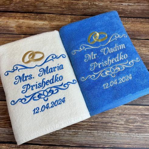 Рушник "Mrs. i Mr. Prishedko", розмір 50*90 см, щільність 450 г/м2