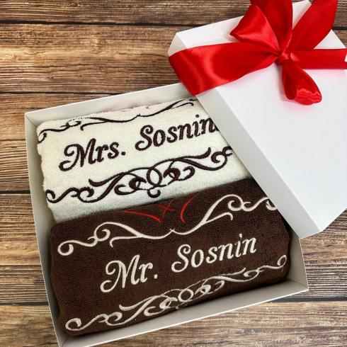 Рушник "Mrs.Sosnina i Mr.Sosnin", розмір 70*140 см, щільність 400 г/м2