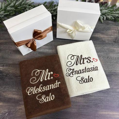 Рушник "Mr. Salo and Mrs. Salo", розмір 70*140 см, щільність 500 г/м2